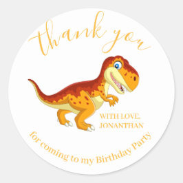 Sticker Rond Dinosaur Gold Joyeux Merci d'anniversaire