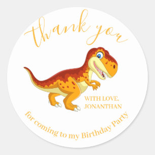 Sticker Rond Dinosaur Gold Joyeux Merci d'anniversaire