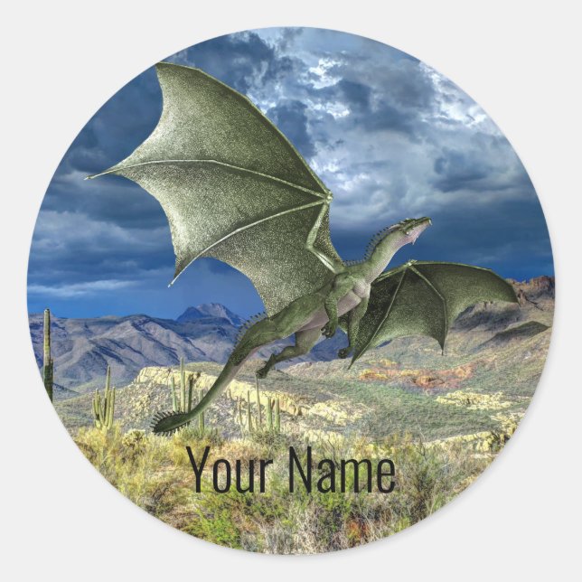 Sticker Rond Dinosaur Jurassic Nom du parc Belle (Devant)