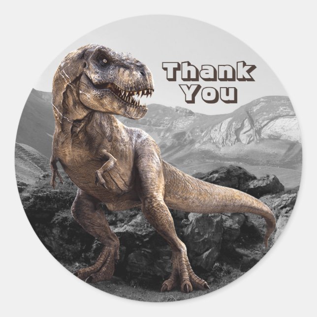 Sticker Rond Dinosaur Jurassic Park Merci Beau (Devant)