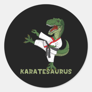 Sticker Rond Dinosaur Karaté Drôle Karatesaurus T-Rex Graphique