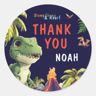 Sticker Rond Dinosaur Merci