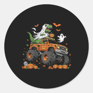 Sticker Rond Dinosaur T-rex équitation Monster Camion Halloween