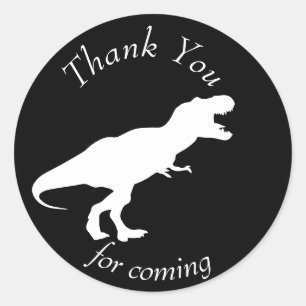 Sticker Rond Dinosaur T Rex Merci noir et blanc