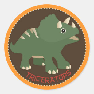 Sticker Rond Dinosaur Triceratops Anniversaire Cupcake TopÉtiqu