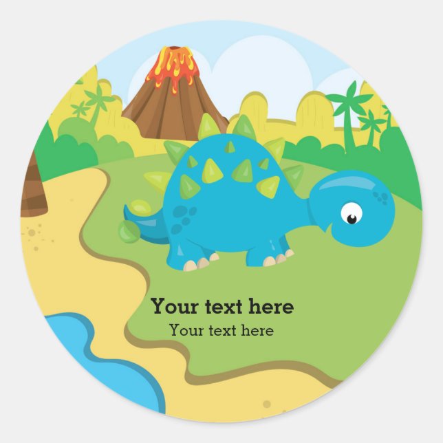 Sticker Rond Dinosaure adorable (Devant)