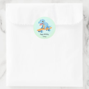 Sticker Rond Dinosaure amusant Skateboard garçons de fête d'ann