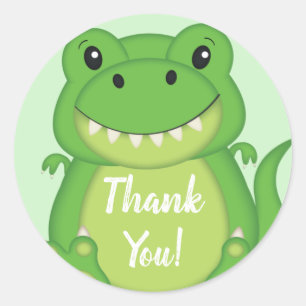 Sticker Rond Dinosaure Baby shower T-Rex