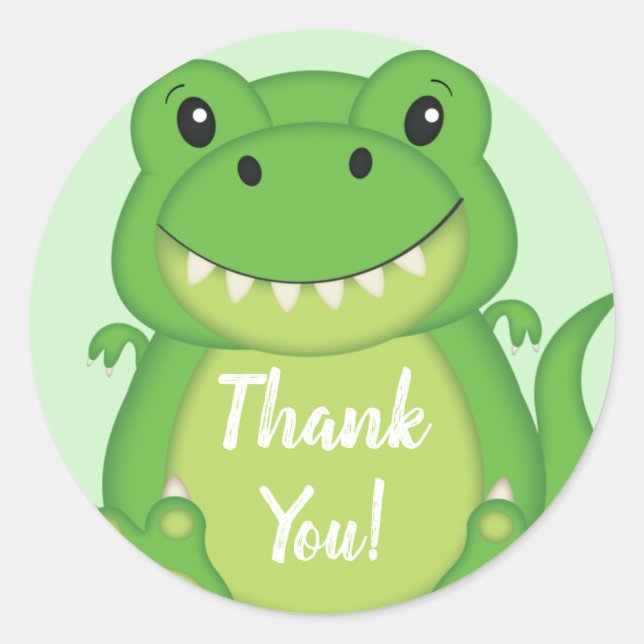 Sticker Rond Dinosaure Baby shower T-Rex (Devant)