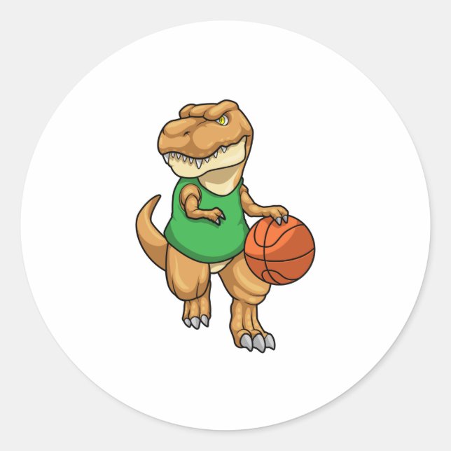 Sticker Rond Dinosaure dans Sports avec basket-ball (Devant)