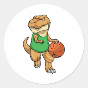 Sticker Rond Dinosaure dans Sports avec basket-ball