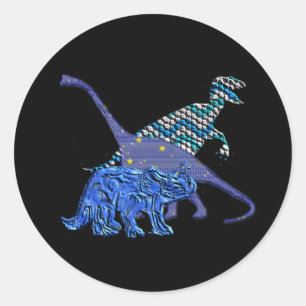 Sticker Rond Dinosaure Gang