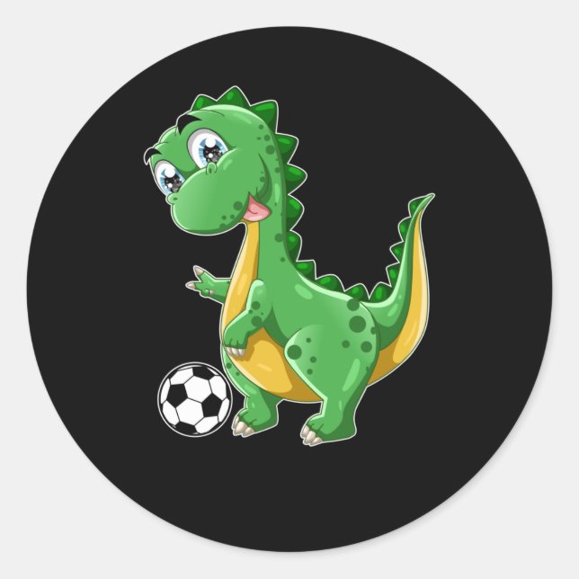 Sticker Rond Dinosaure jouant Soccer Dino Sports (Devant)