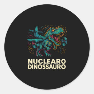 Sticker Rond Dinosaure Nucléaire - Enfants Italiens Drôles avec