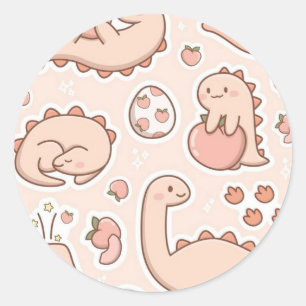 Sticker Rond Dinosaure pêche