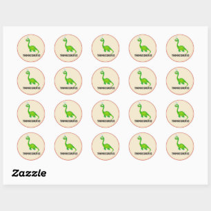 Sticker Rond Dinosaure personnalisé avec le nom de l'enfant