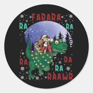 Sticker Rond Dinosaure Santa Claus