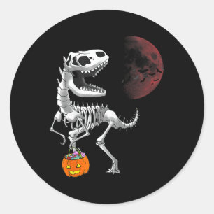 Sticker Rond Dinosaure squelette T Rex Halloween garçons enfant