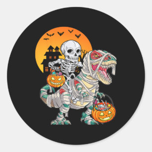 Sticker Rond Dinosaure squelette T Rex Halloween garçons enfant