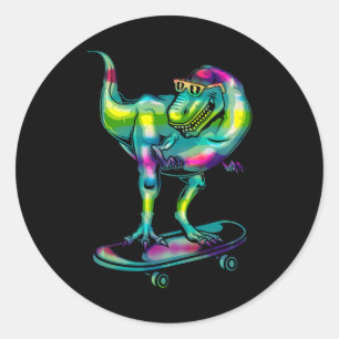 Sticker Rond Dinosaure sur skateboard skateboard Skateur Équipe