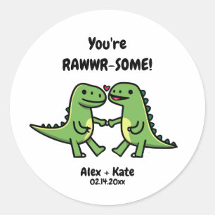 Sticker Rond Dinosaure Valentines
