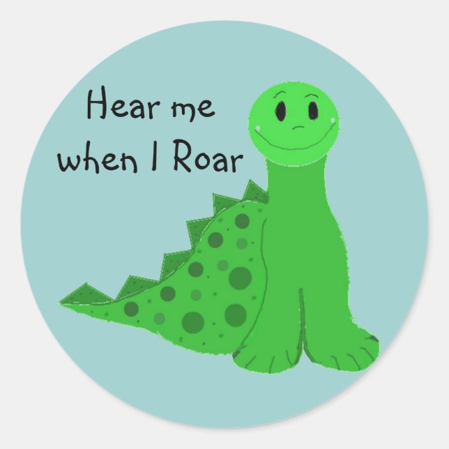Sticker Rond Dinosaure Vert Cool (Devant)