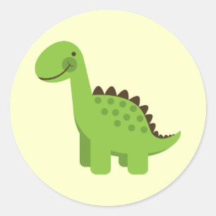 Sticker Rond Dinosaure vert mignon