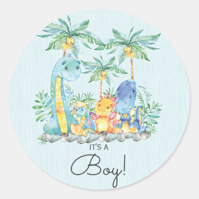 Sticker Rond Dinosaures mignons C'est un chevalet de favoritism (Devant)