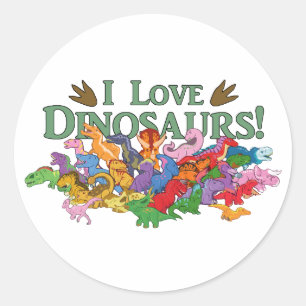 Sticker Rond Dinosaures mignons et colorés