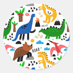 Sticker Rond Dinosaures motif transparent