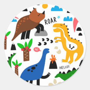 Sticker Rond Dinosaures motif transparent