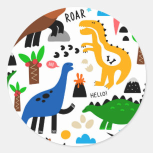 Sticker Rond Dinosaures motif transparent