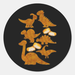 Sticker Rond Dinosaures Nug Life Dino Funny Chicken Nuggets