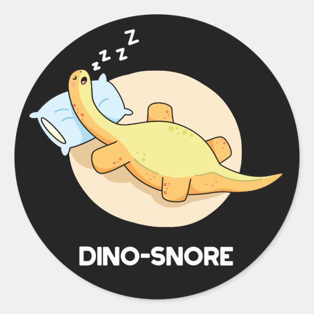 Sticker Rond Dinosnore Dinosaure Dormir Dinosaure Pun Dark BG (Devant)