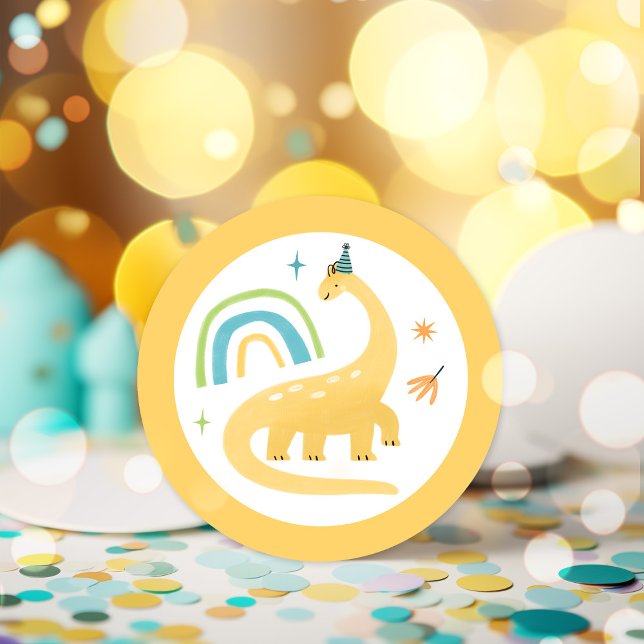 Sticker Rond Diplodocus Dinosaur Fête d'Anniversaire Faveurs (Créateur téléchargé)