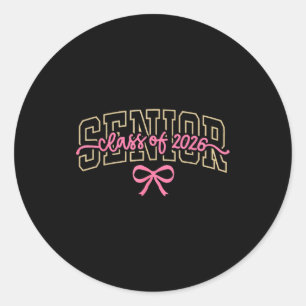 Sticker Rond Diplômé 2026 Rose Capuche à nœud papillon Casquett