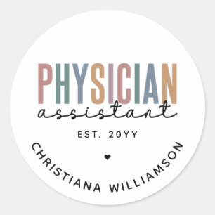 Sticker Rond Diplôme d'adjoint de médecin PA personnalisé