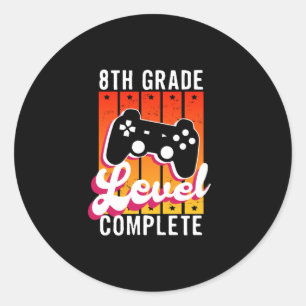 Sticker Rond Diplôme de 8e année de gamer