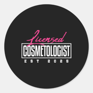 Sticker Rond Diplôme de cosmétologue autorisé 2025 Cosmetologie