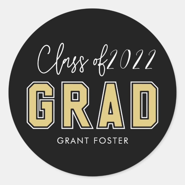 Sticker Rond Diplôme de couleur modifiable de la Varsity Pride (Devant)