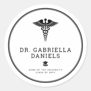 Sticker Rond Diplôme de docteur de l'école de médecine minimali