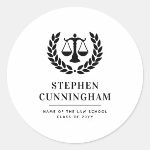 Sticker Rond Diplôme de droit moderne personnalisé