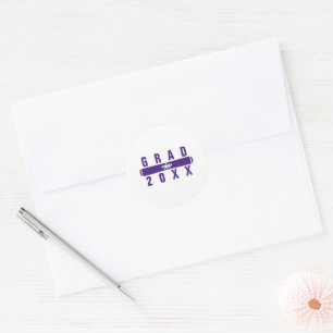 Sticker Rond Diplôme de fin d'études Cachet d'enveloppe violet