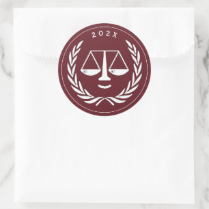 Sticker Rond Diplômé de la faculté de droit en droit Robe borde