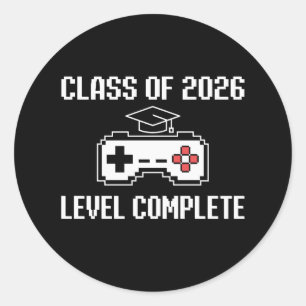 Sticker Rond Diplômé de la promotion 2026 Niveau Gaming terminé