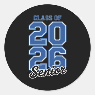 Sticker Rond Diplômé de la promotion 2026 Senior Bleu Diplômé