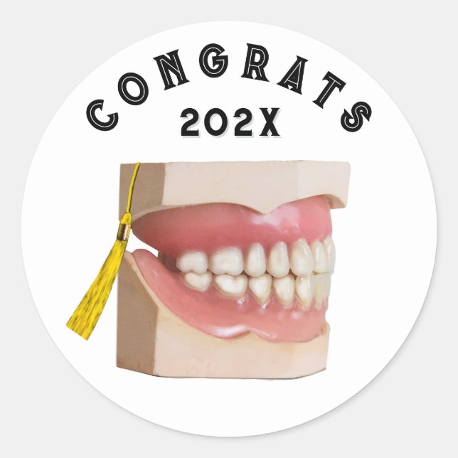 Sticker Rond Diplôme de l'école dentaire (Devant)