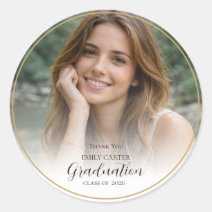 Sticker Rond Diplômé de photo élégant    Promotion 2026  Classi
