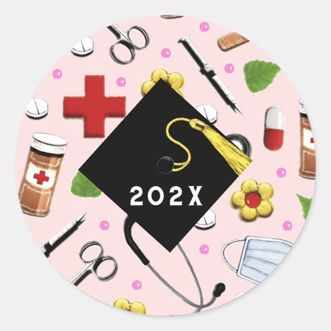 Sticker Rond Diplôme d'infirmière (Devant)