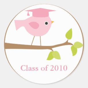 Sticker Rond Diplôme d'Oiseau rose